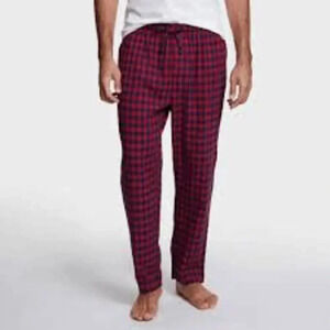Nautica Flannel Plaid Pajama‎ Pants Unisex Size M Red Blue Plaid Drawstring